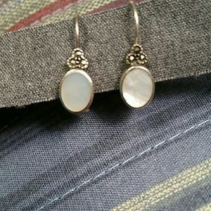 Sterling Silver Mother of Pearl and Marcasite Earr